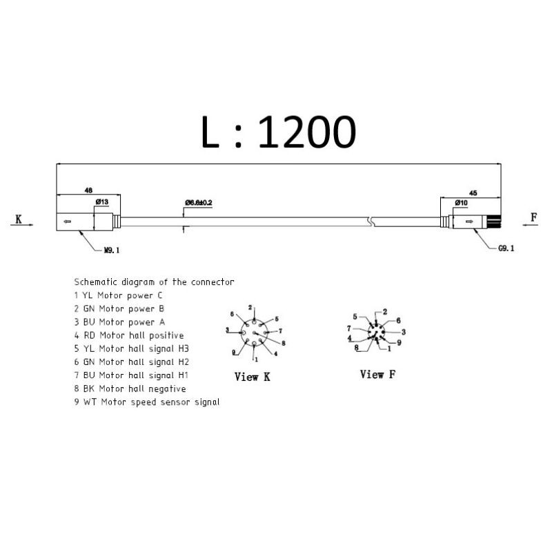 C ble moteur 1200mm pour Gitane e Nomad