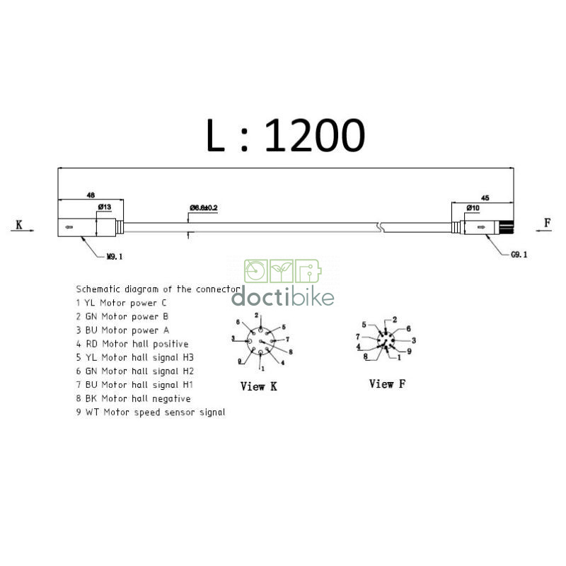 Cavo motore da 1200 mm per Gitane e-Nomad