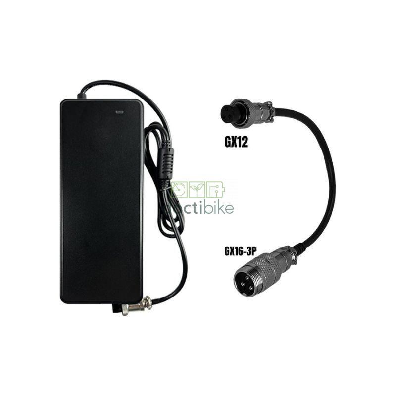 Scooter charger 48V / 54.6V - 2A with GX12 connector - 3 pins