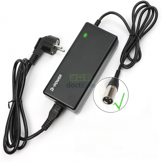 Chargeur D-Power 36V (sortie 42V) 2Ah XLR mâle pour batterie lithium-ion