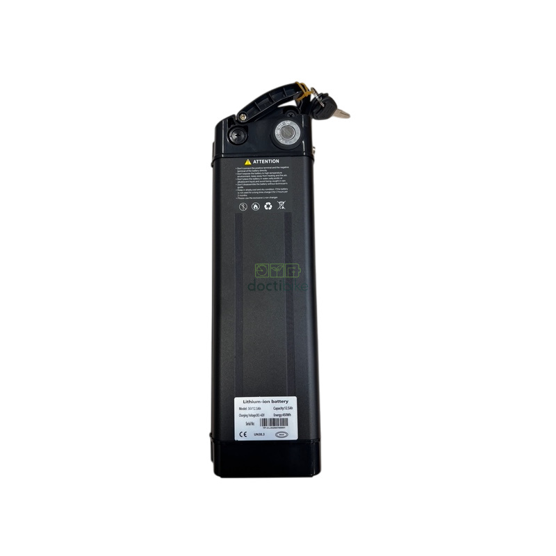 Batterie 36V 12.5Ah pour vélo électrique Velair Evolution Urban - vue complète avec barillet