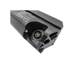 Batterie DORADO ID-PRO 36V 14Ah 440mm compatible vue trois quart côté droit  avec vue connecteur de décharge