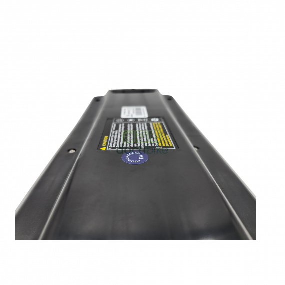 Batterie Phylion/Joycube 36V 11.6Ah et 14Ah avec feu arrière SR11 - porte-bagages - vue dessous avec Étiquette technique