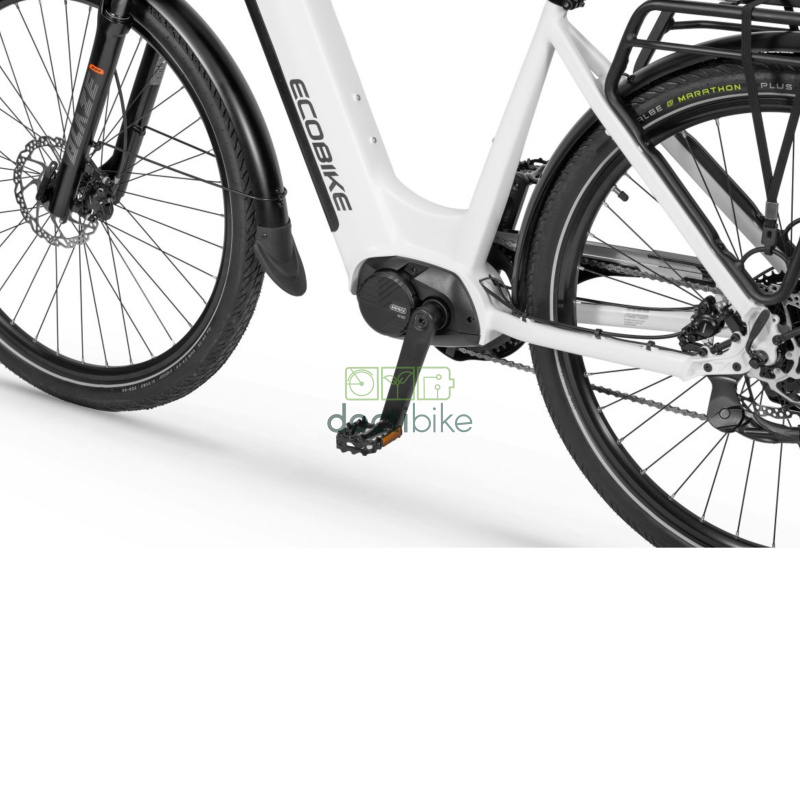 Vélo électrique Ecobike LX 300 Blanc 17" et 19" - vue partielle avec 2 roues