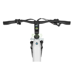 Vélo électrique Ecobike LX 300 Blanc 17" et 19" - vue guidon avec freins et câble et bouton d'allumage