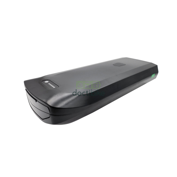 Batterie vélo Toplife porte bagage 36V 13Ah - face latérale gauche avec face arrière partielle