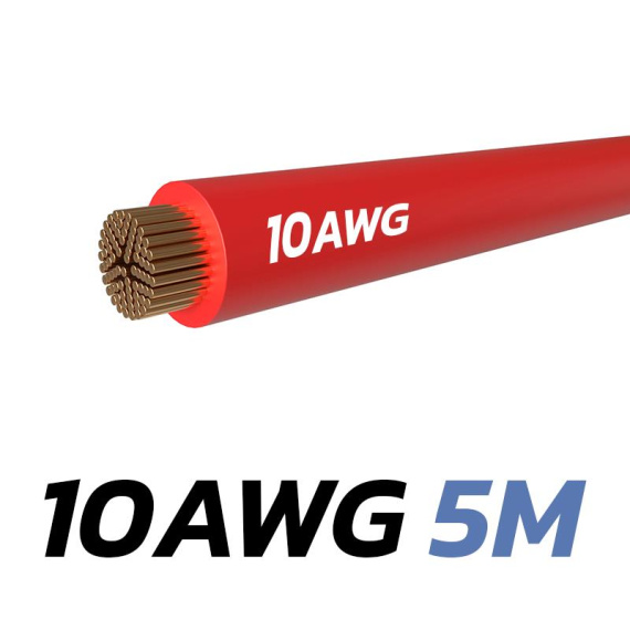 Câble rouge 10 AWG - 5M