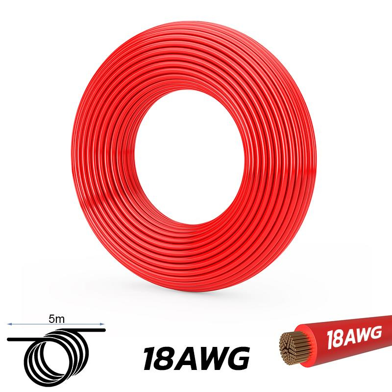 18 AWG Red Cable - 5M