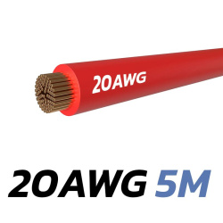 Câble rouge 20 AWG - 5M