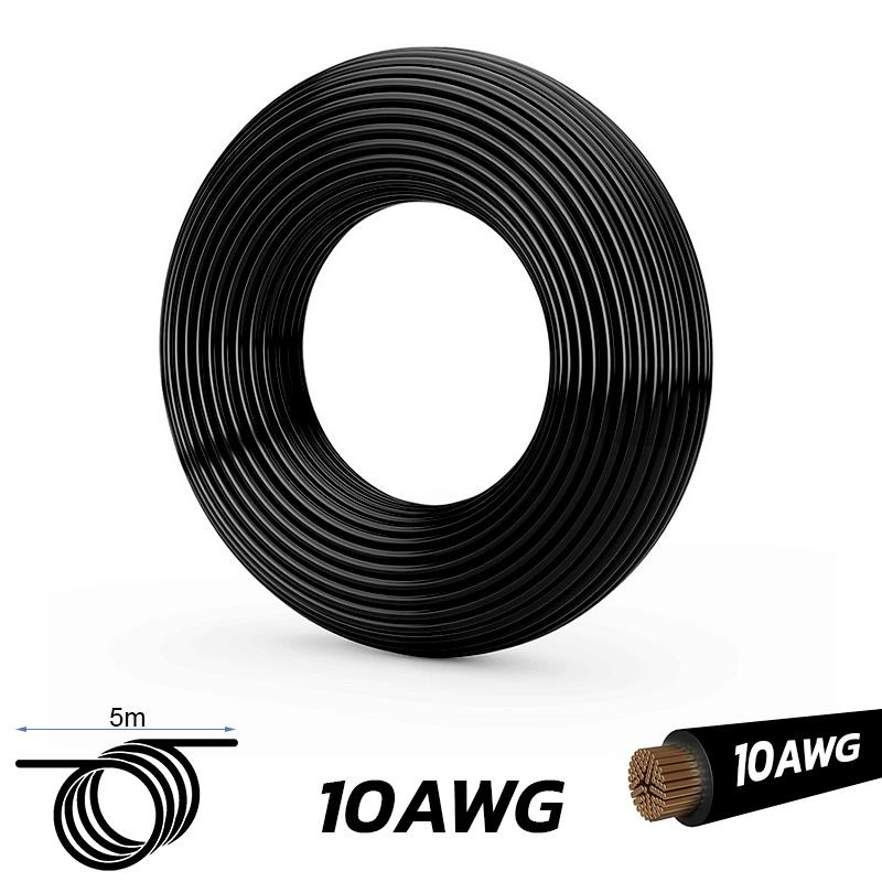 Zwarte kabel 10 AWG - 5M