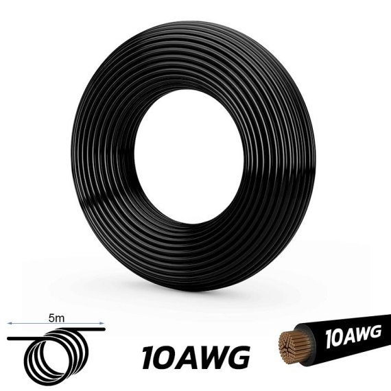 Black Cable 10 AWG - 5M