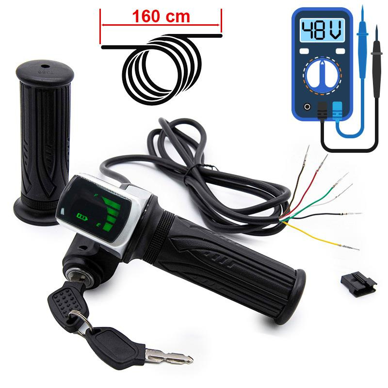 Accelerator handle with battery indicator (48 V) and a key SM connector