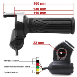 Accelerator handle with battery indicator (48 V) and a key SM connector