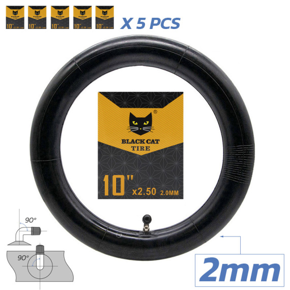 Chambre à air premium épaisseur 2.0mm 10x2,5 Valve 90x90º [Black Cat]