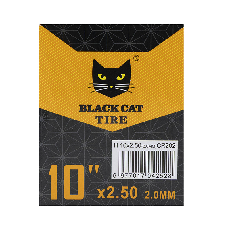 Chambre à air premium épaisseur 2.0mm 10x2,5 Valve 90x90º [Black Cat]