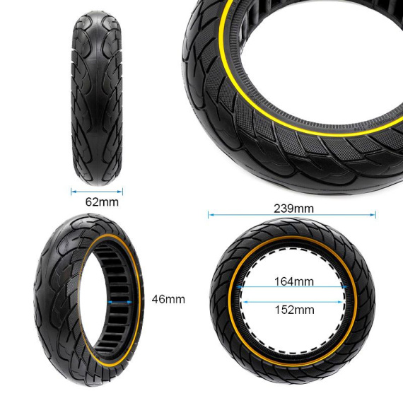 Ultralichte massieve band 10x2.5--6.5/B44 - gele streep