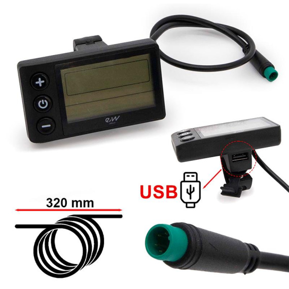 Display S866 con connettore impermeabile - con porta USB [Ewheel]