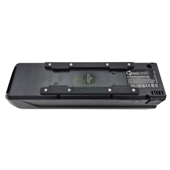 Batteria per bicicletta O2feel da 600 Wh con supporto da portapacchi per motorizzazione sulla ruota e OES - 36 V 16 Ah