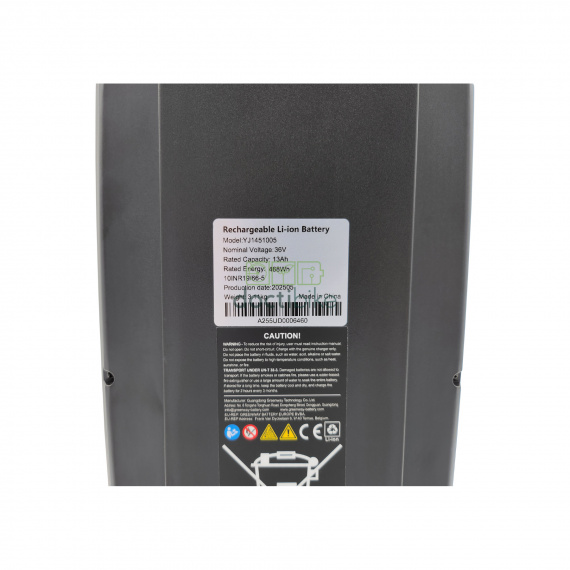 Étiquette technique Batterie vélo Nakamura E-City 50 et 110 - 36V 13Ah - porte-bagages