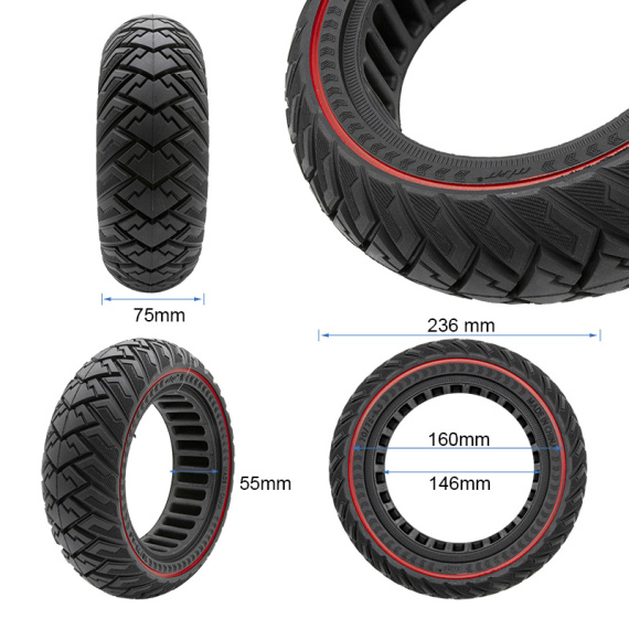 Rueda maciza off-road 70/75-6,5 línea roja