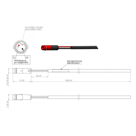 Câble Brose S Mag pour feu arrière 1400 mm