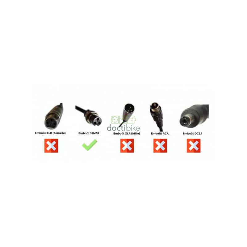 Chargeur Lithium Ion 48V2A pour batterie de vélo électrique- Embout 18M3P