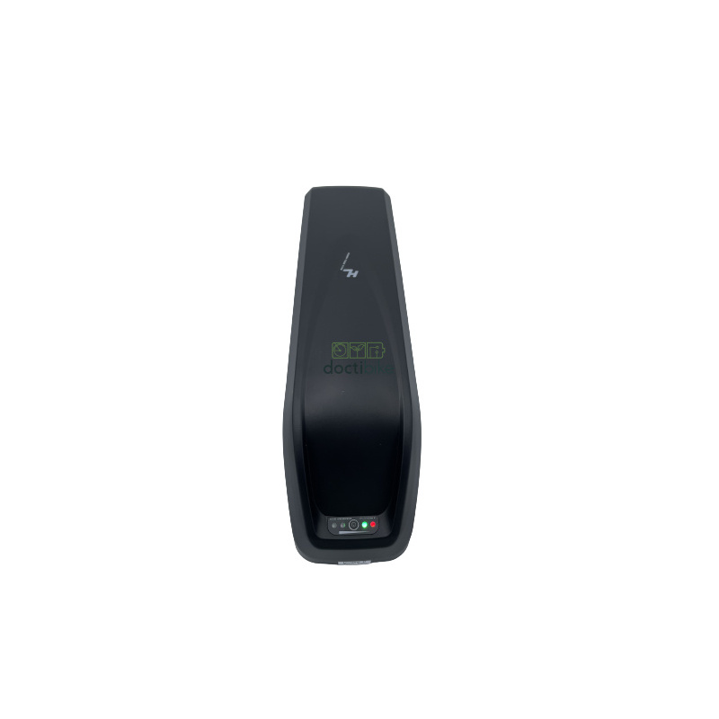 Batterie Hailong 5 broches 36V16Ah pour Feu Vert E-Rox 80 - face témoin de charge et bouton d'allumage