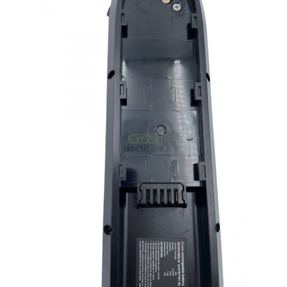 Batterie Hailong 5 broches 36V16Ah pour Feu Vert E-Rox 80 - vue dessous avec connecteur de décharge