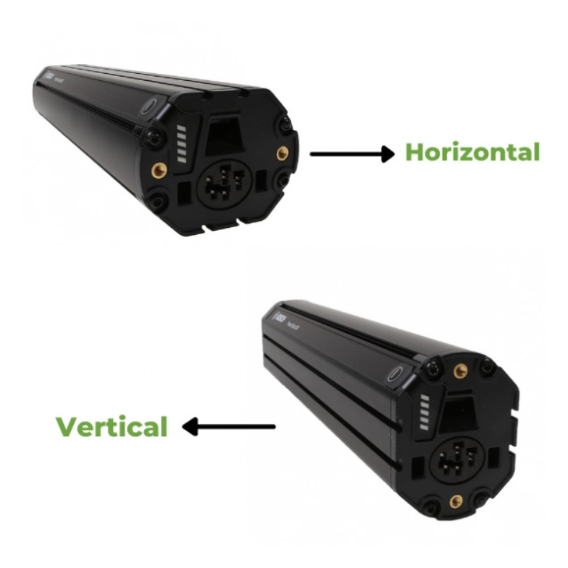 Image montrant la différence entre une powertube horizontale et verticale